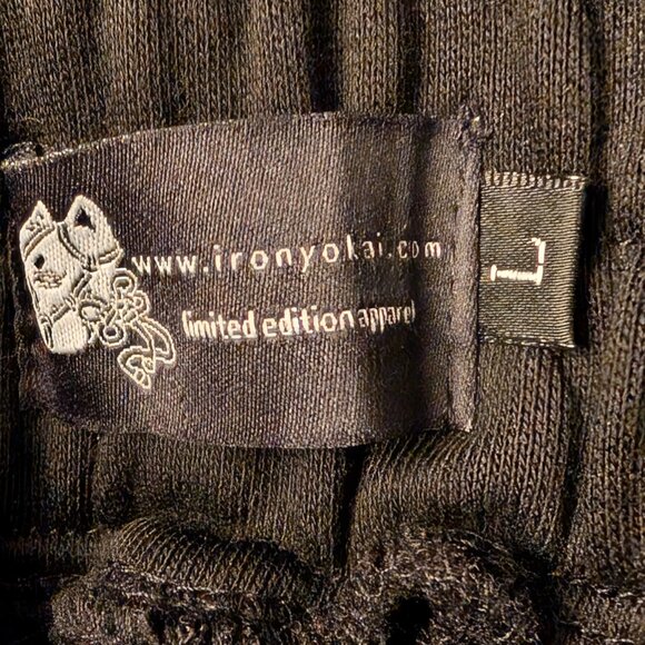 Iron Yokai Unisex Sz L Tobi Black Embroidered Adjustable Ties Jogger Work Pants - Picture 10 of 12